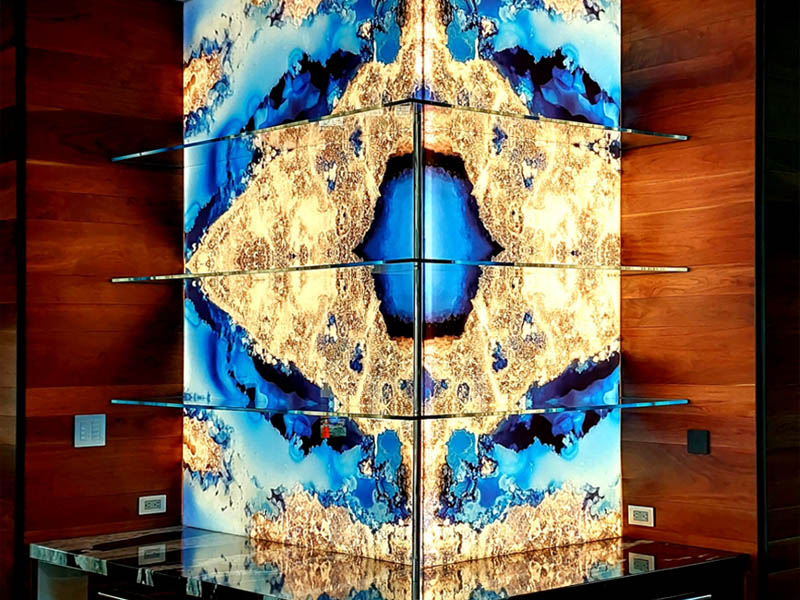 Custom 1/2 low iron tempered glass shelving installation